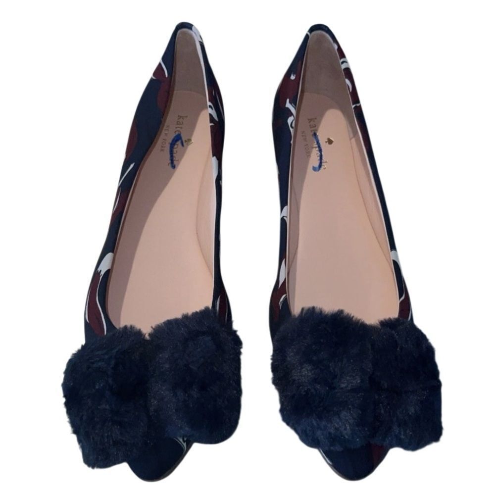 KATE SPADE- NEW IN BOX- Elen Fox Print Navy Flats, Size 7 - Picture 6 of 7